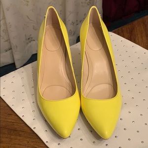 Neon yellow patent leather Calvin Klein heel